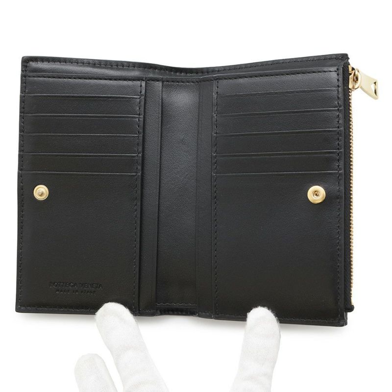 ボッテガヴェネタ 二つ折り財布 マキシ イントレチャート 667130 BOTTEGA VENETA 黒