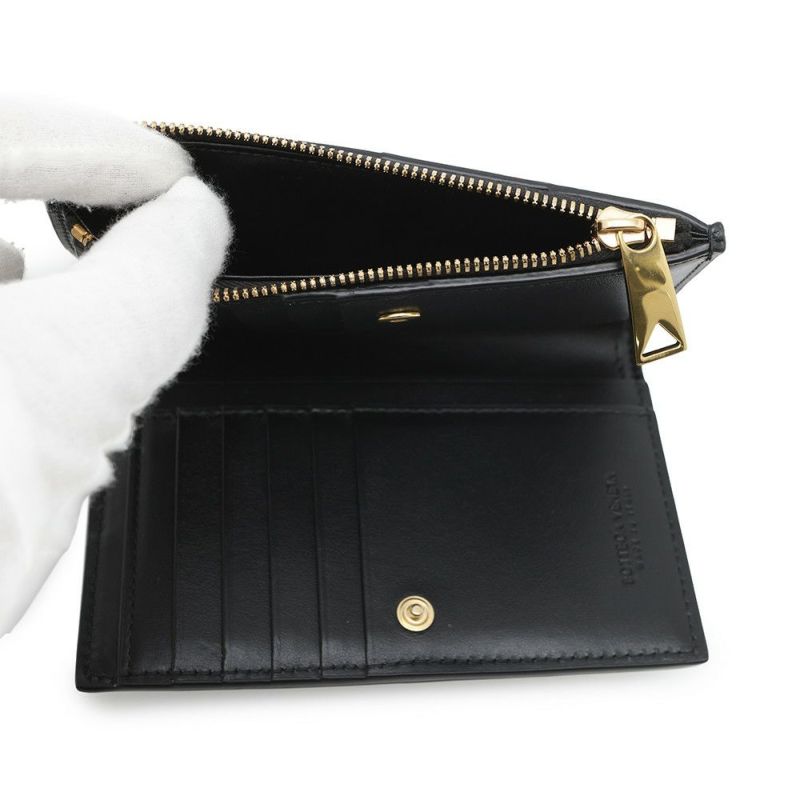ボッテガヴェネタ 二つ折り財布 マキシ イントレチャート 667130 BOTTEGA VENETA 黒