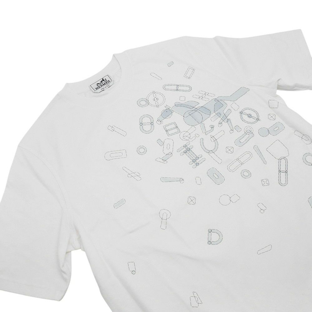 エルメス Tシャツ フラグメント・エクエストレス Fragments Equestres メンズサイズS HERMES トップス 白