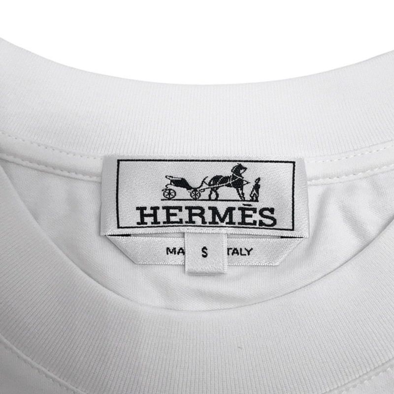 エルメス Tシャツ フラグメント・エクエストレス Fragments Equestres メンズサイズS HERMES トップス 白