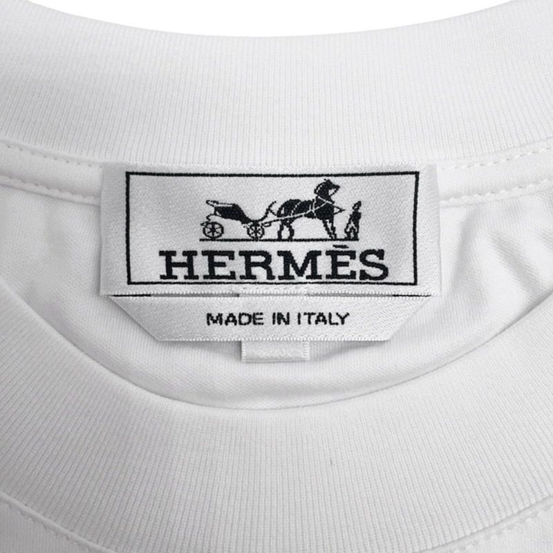 エルメス Tシャツ フラグメント・エクエストレス Fragments Equestres メンズサイズS HERMES トップス 白