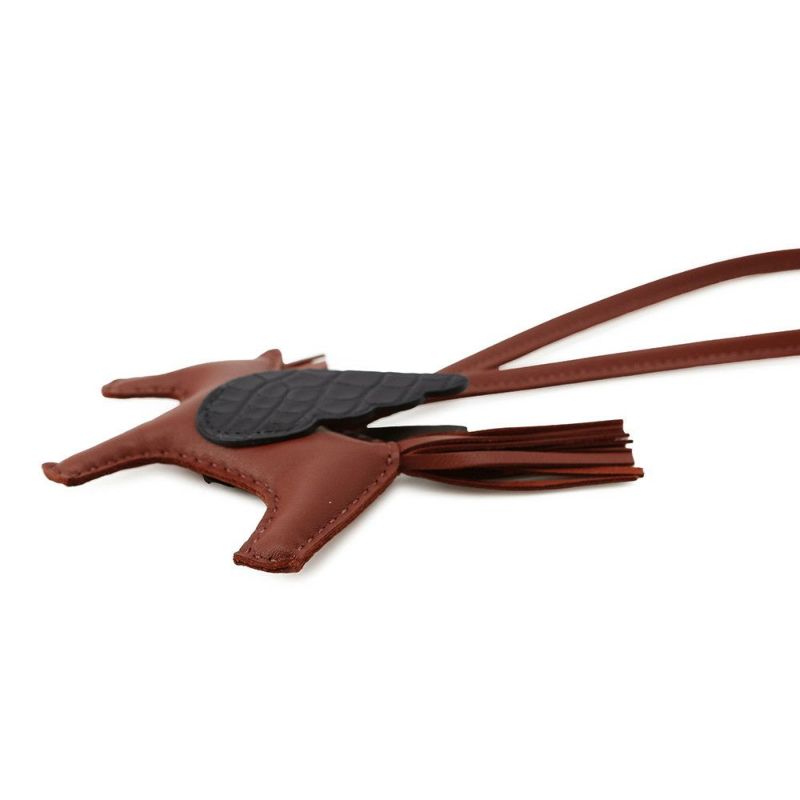エルメス バッグチャーム ロデオPM ペガサス タッチ シエンヌ/ブラック ラムスキン/アリゲーターマット W刻印 HERMES 黒