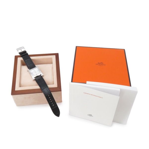 エルメス Hウォッチ C刻印 ダイヤベゼル W046519WW00/HH1.531 HERMES 腕時計 ホワイトシェル文字盤