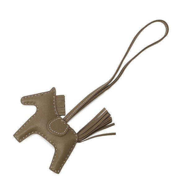 エルメス バッグチャーム ロデオ PM エトゥープ ラムスキン W刻印 HERMES チャーム