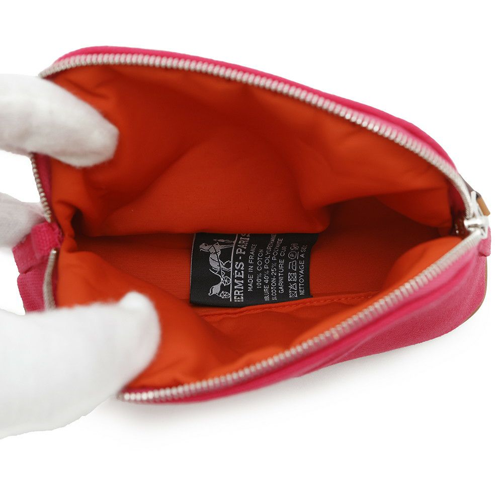 エルメス ポーチ ボリードポーチ ミニミニ ハイビスカス/シルバー金具 コットン HERMES 化粧ポーチ 小物入れ