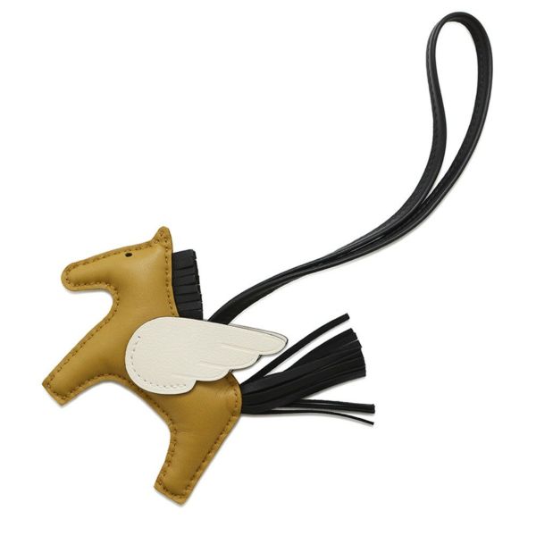エルメス バッグチャーム ロデオPM ペガサス チャイ/ナタ/ブラック ラムスキン Z刻印 黒
