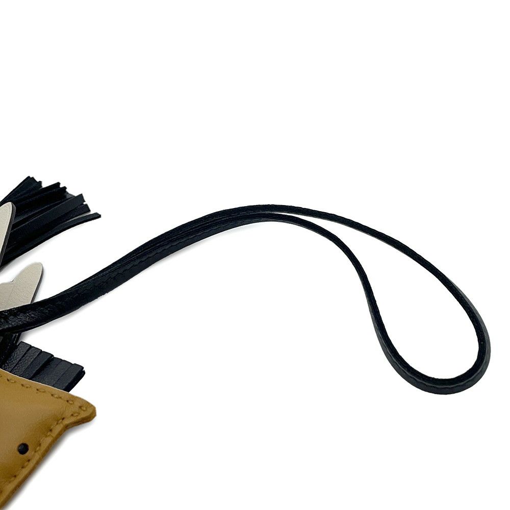 エルメス バッグチャーム ロデオPM ペガサス チャイ/ナタ/ブラック ラムスキン Z刻印 黒