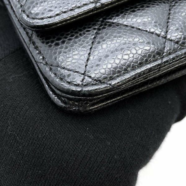 シャネル チェーンウォレット クラシック マトラッセ ココマーク キャビアスキン AP0250 CHANEL 財布 ブラック 黒