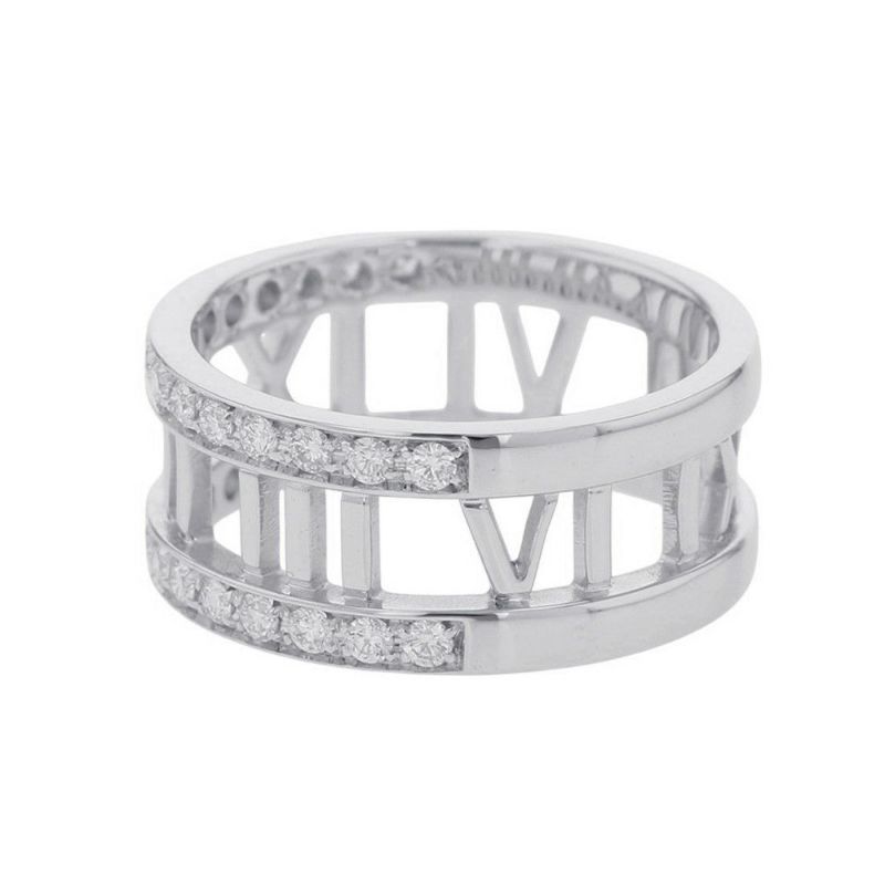 ティファニー リング アトラス オープンリング ダイヤモンド K18WG リングサイズ約16号  Tiffany&Co. 指輪