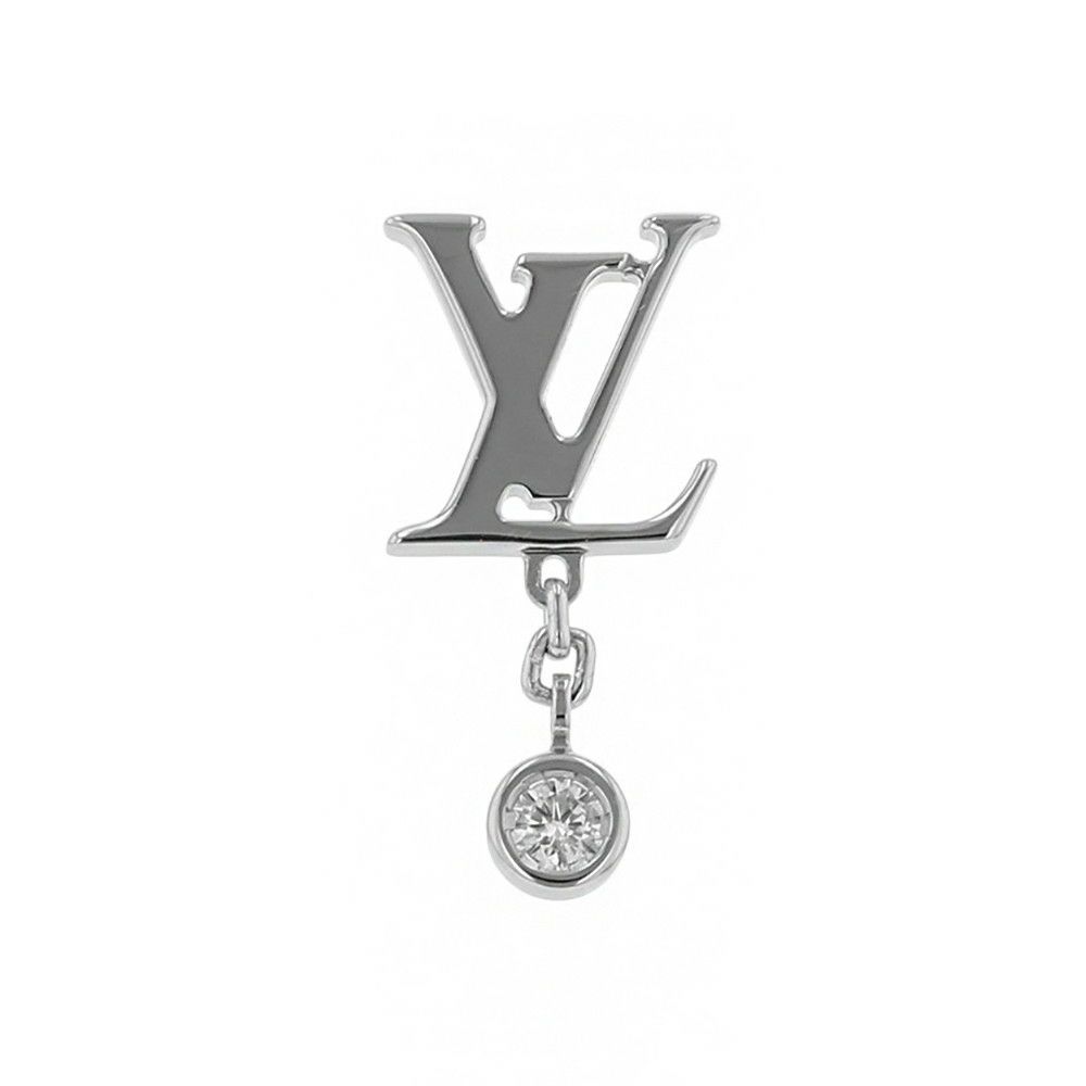ルイヴィトン ピアス イディール ブロッサム LV ダイヤモンド1P 約0.03ct K18WG Q96544 LOUIS VUITTON 単品 片耳用