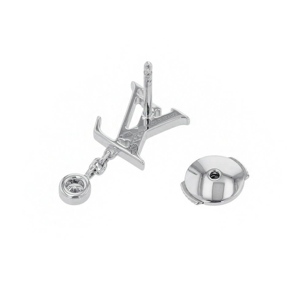 ルイヴィトン ピアス イディール ブロッサム LV ダイヤモンド1P 約0.03ct K18WG Q96544 LOUIS VUITTON 単品 片耳用