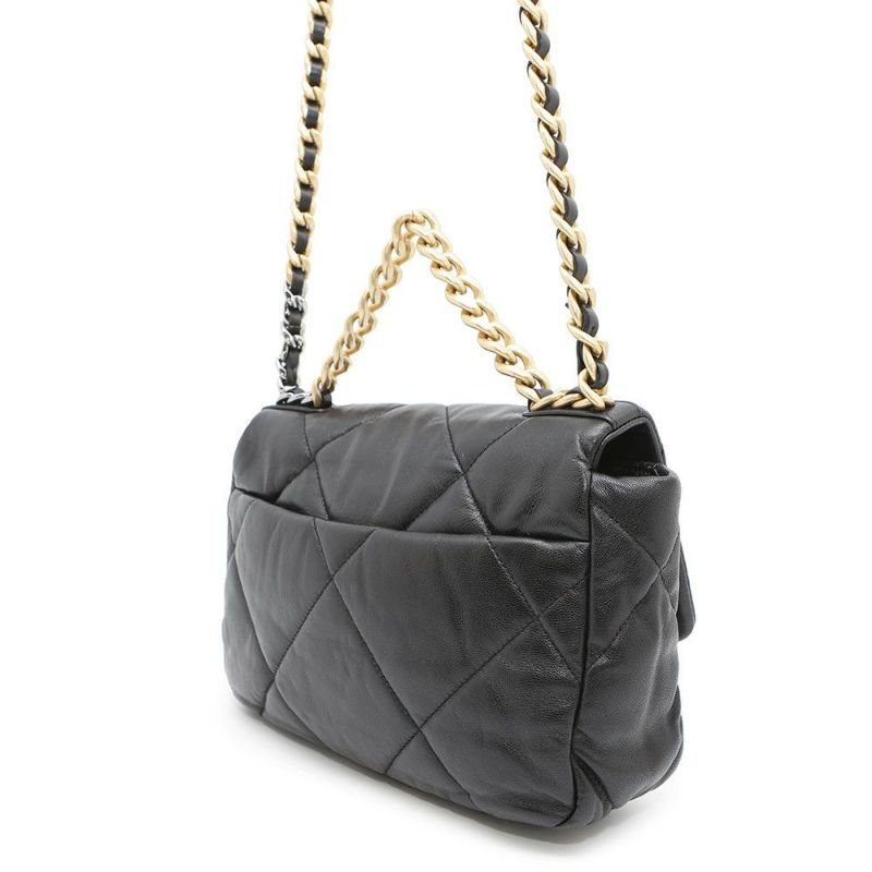 シャネル チェーンショルダーバッグ 19 フラップ バッグ ココマーク ラムスキン AS1160 CHANEL 2way 黒