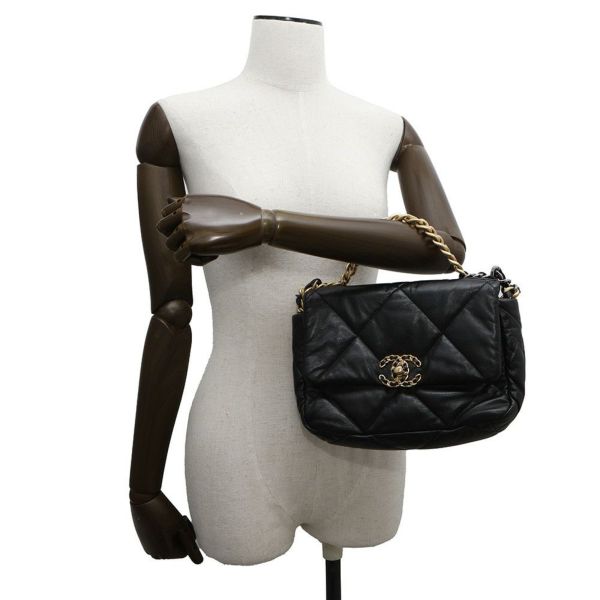 シャネル チェーンショルダーバッグ 19 フラップ バッグ ココマーク ラムスキン AS1160 CHANEL 2way 黒