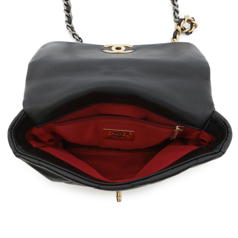 シャネル チェーンショルダーバッグ 19 フラップ バッグ ココマーク ラムスキン AS1160 CHANEL 2way 黒