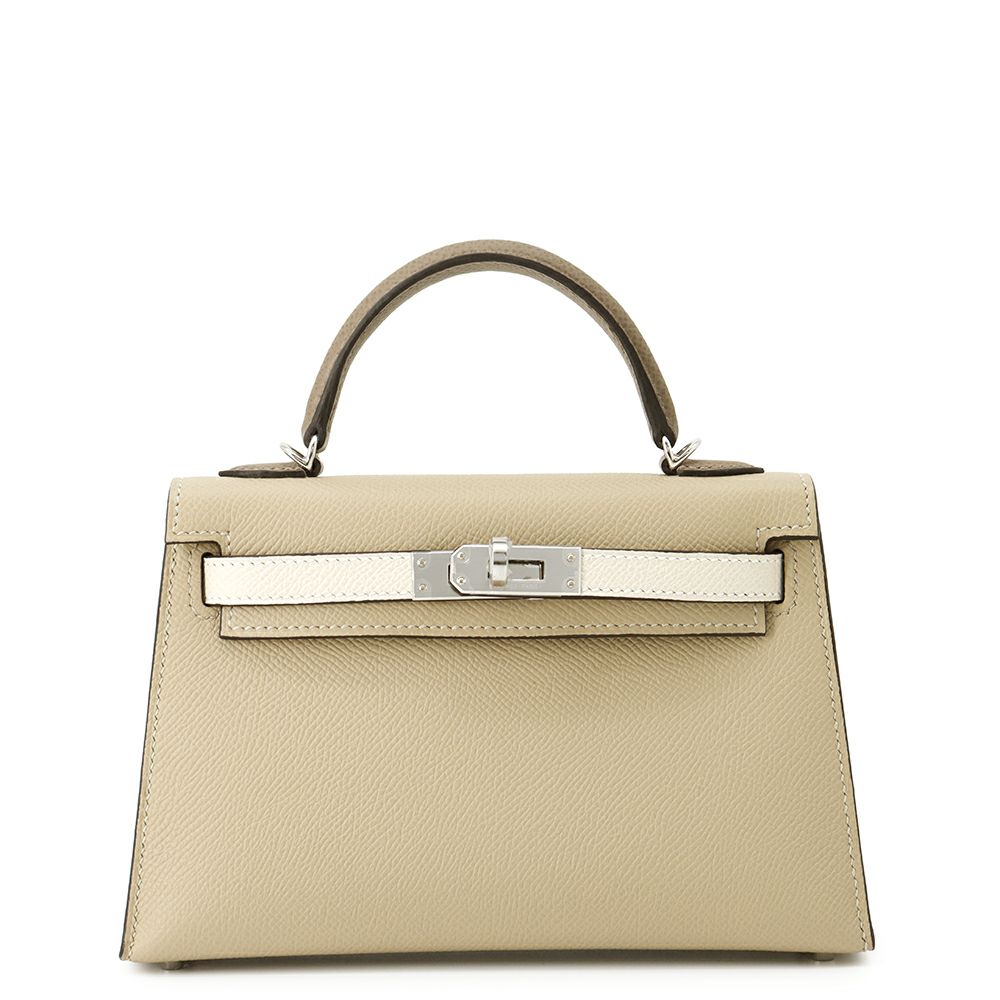 エルメス ミニケリー2 外縫い トリコロール トレンチ/クレ/エトゥープ/シルバー金具 エプソン K刻印 2wayショルダー