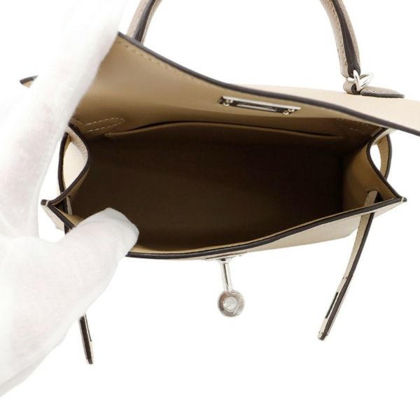 エルメス ミニケリー2 外縫い トリコロール トレンチ/クレ/エトゥープ/シルバー金具 エプソン K刻印 2wayショルダー