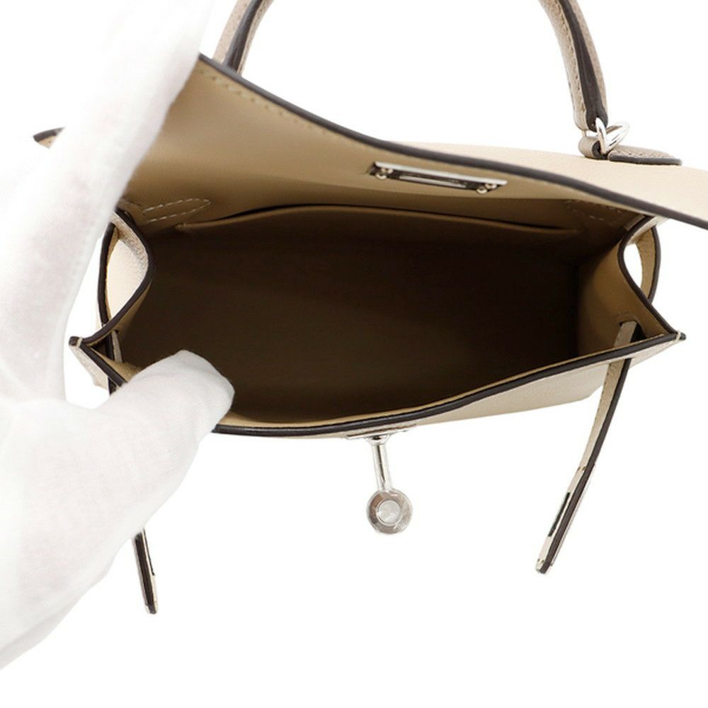 エルメス ミニケリー2 外縫い トリコロール トレンチ/クレ/エトゥープ/シルバー金具 エプソン K刻印 2wayショルダー