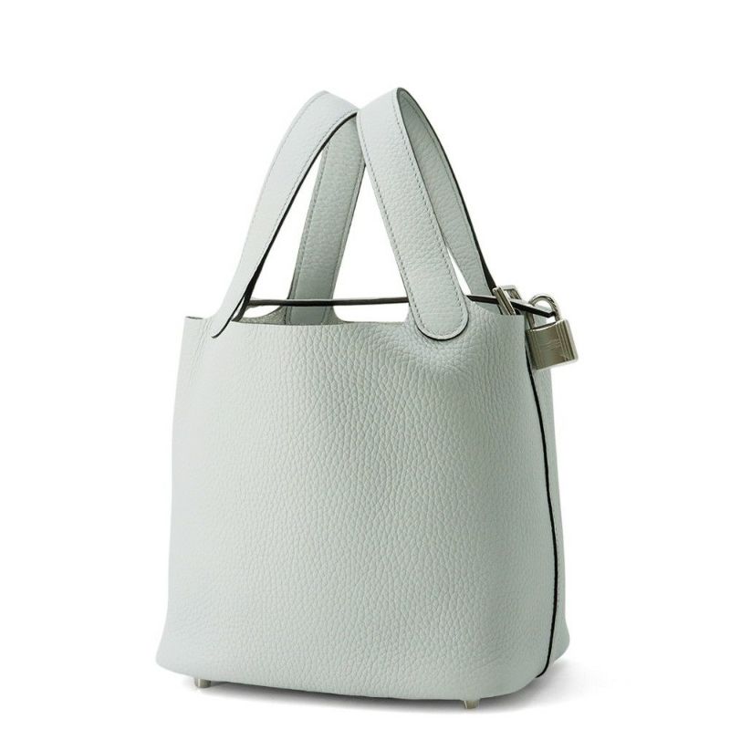 エルメス ハンドバッグ ピコタンロックPM ブルーペール/シルバー金具 トリヨンクレマンス W刻印 HERMES トートバッグ