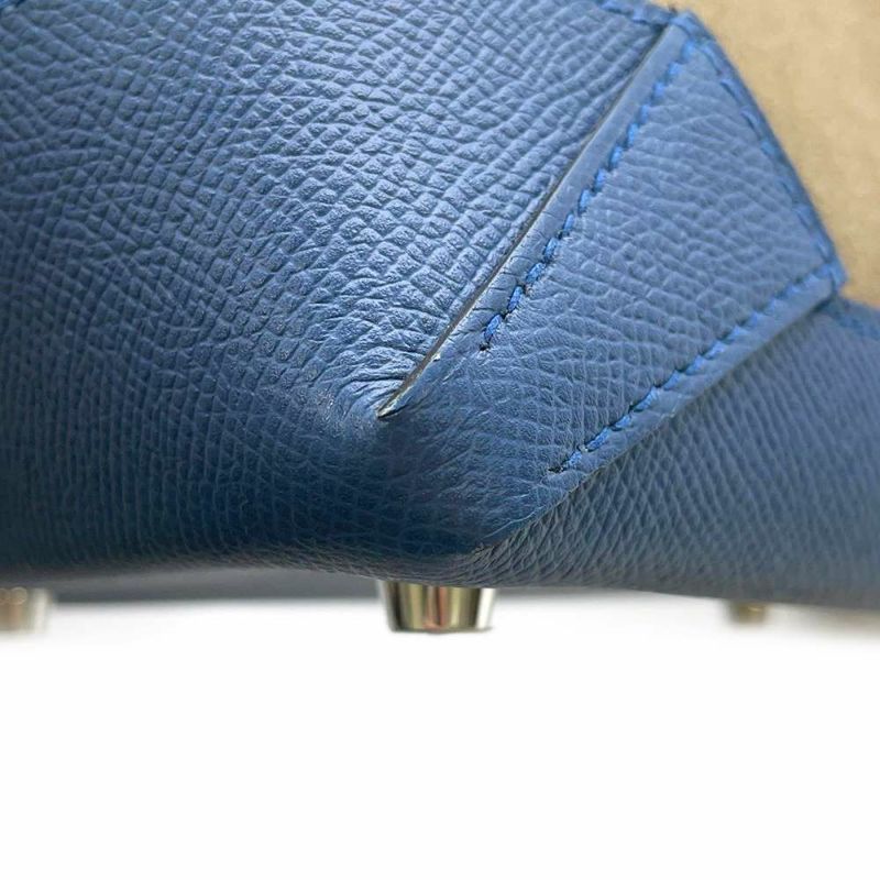 エルメス マキシボックス カバス 30 グリスカイユ/ブルーアガット/シルバー金具 グリズリ/ヴォーグレネ A刻印