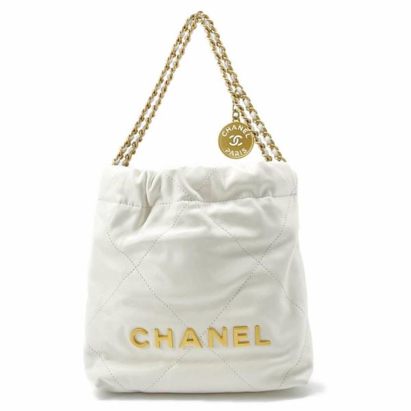 シャネル ハンドバッグ CHANEL 22 ミニ ココマーク シャイニーカーフレザー AS3980 2way 白