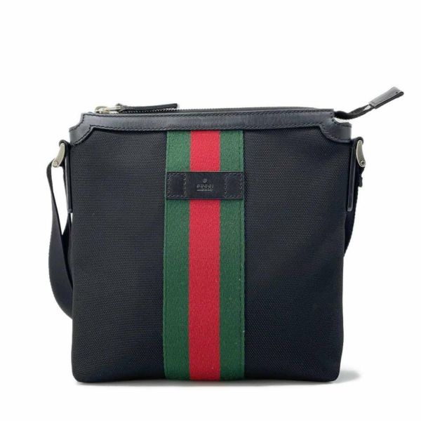 グッチ ショルダーバッグ シェリーライン キャンバス 471454 GUCCI バッグ ウェブ 黒