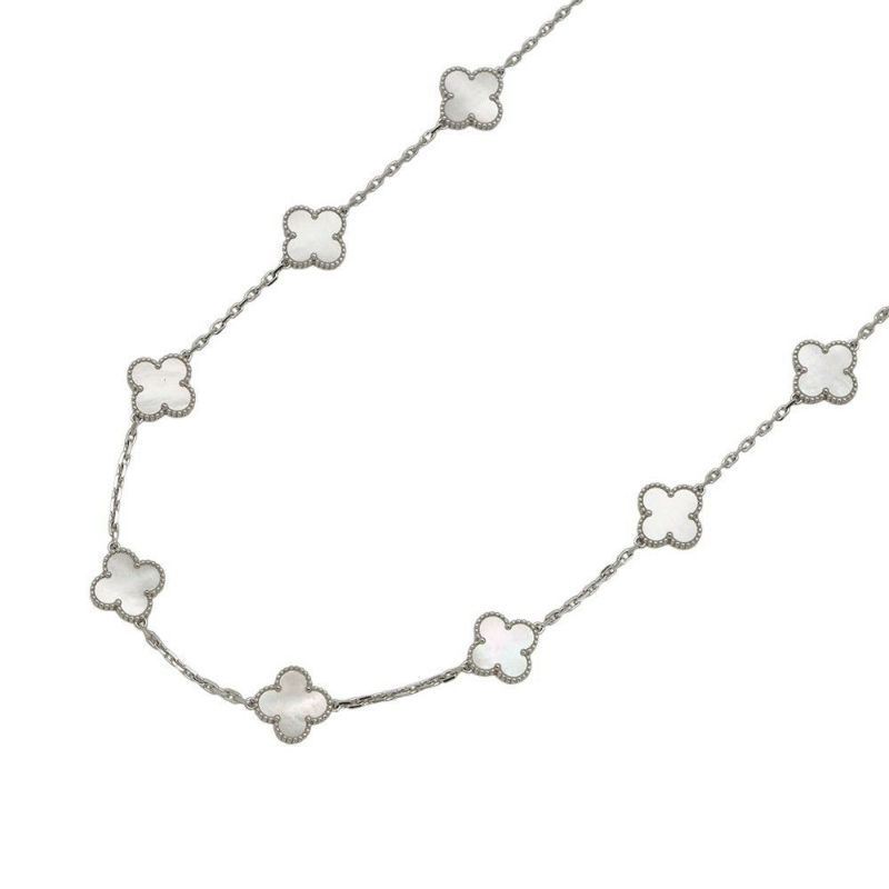 ヴァンクリ ネックレス ヴィンテージ アルハンブラ ロングネックレス 20モチーフ マザーオブパール K18WG VCARF48800