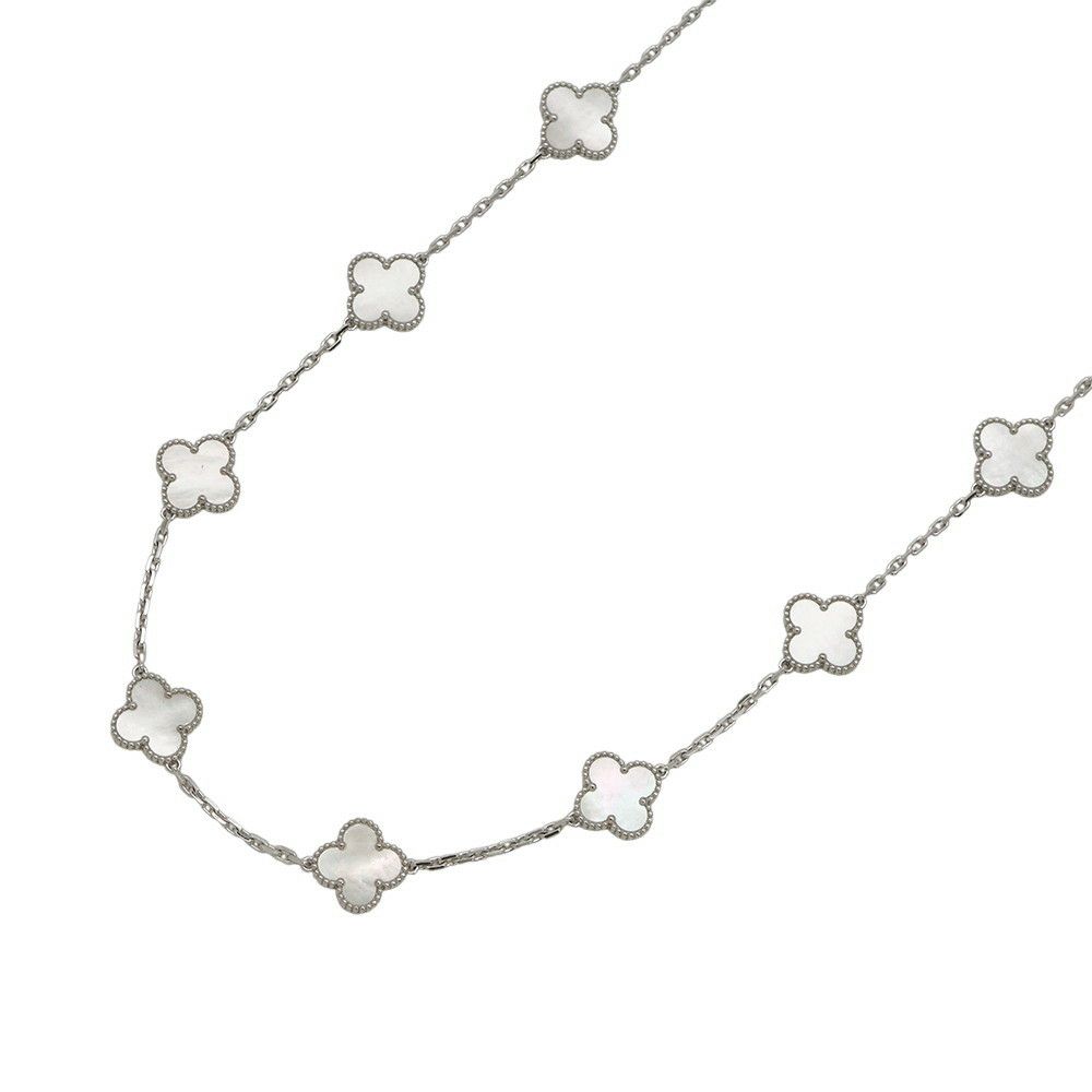 ヴァンクリ ネックレス ヴィンテージ アルハンブラ ロングネックレス 20モチーフ マザーオブパール K18WG VCARF48800