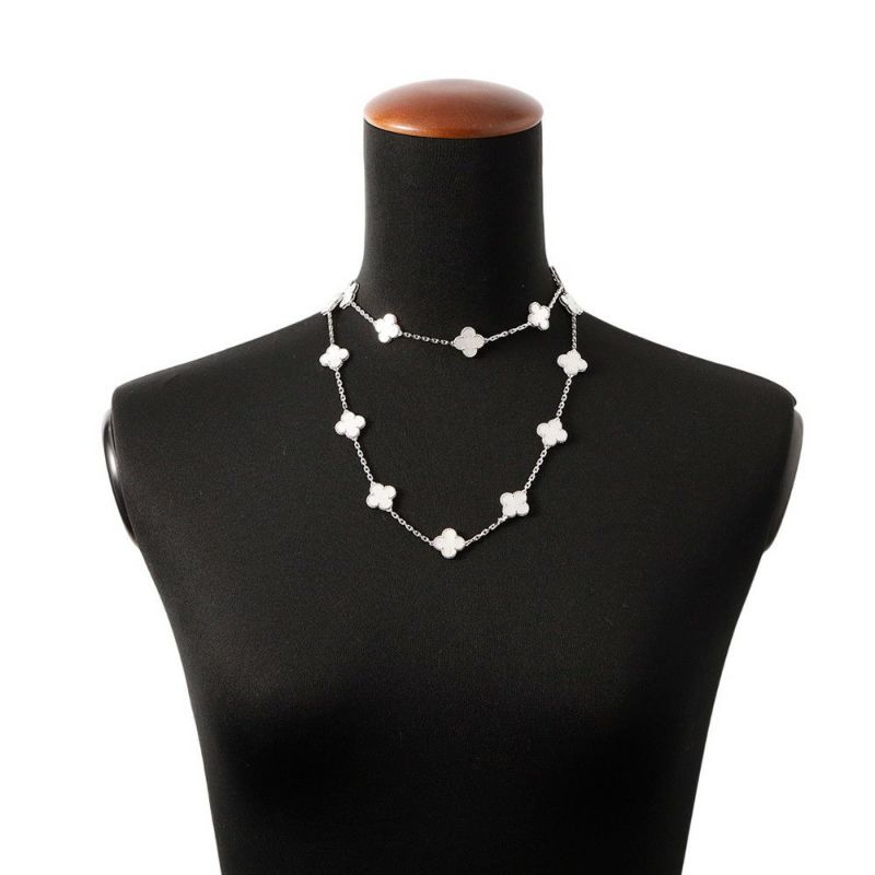 ヴァンクリ ネックレス ヴィンテージ アルハンブラ ロングネックレス 20モチーフ マザーオブパール K18WG VCARF48800