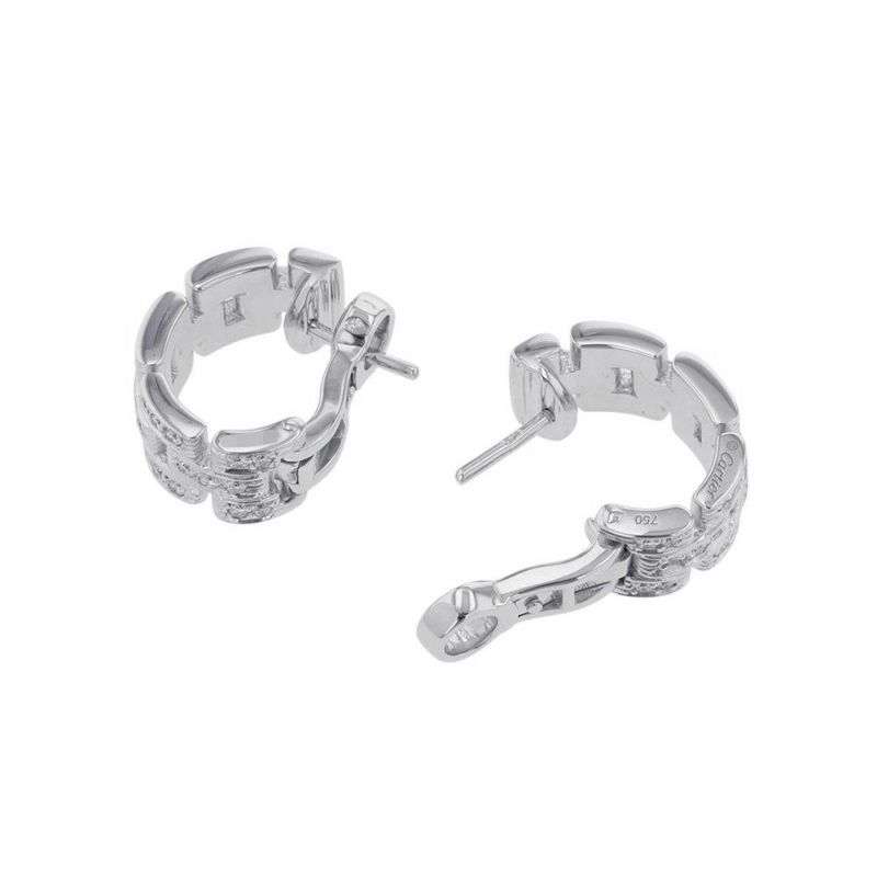 カルティエ ピアス マイヨン パンテール イヤリング 3連パヴェ ダイヤモンド 36P 計0.51ct K18WGホワイトゴールド B8032600