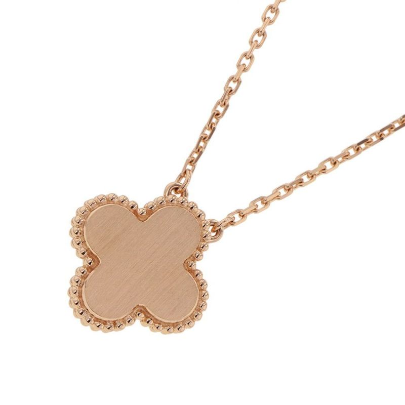 ヴァンクリ ネックレス ヴィンテージアルハンブラ シルバーオブシディアン ダイヤ1P 約0.04ct K18PG VCARP9T00