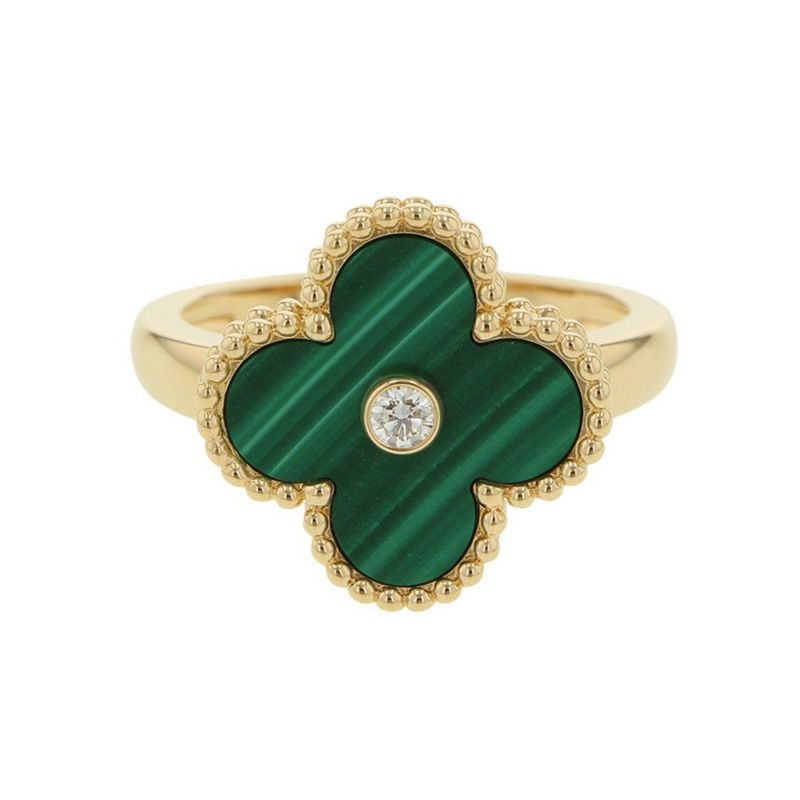 ヴァンクリーフ&アーペル リング ヴィンテージ アルハンブラ リング マラカイト ダイヤ 1P 0.05ct K18YG サイズ51 VCARO3QM00