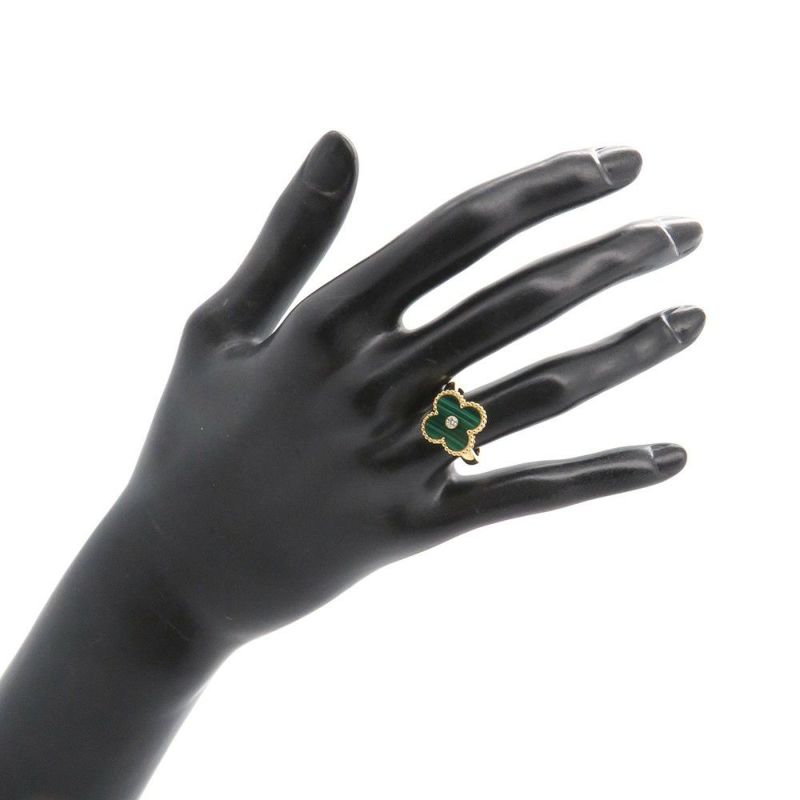 ヴァンクリーフ&アーペル リング ヴィンテージ アルハンブラ リング マラカイト ダイヤ 1P 0.05ct K18YG サイズ51 VCARO3QM00