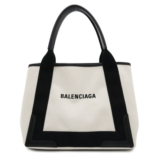 バレンシアガ トートバッグ ネイビーカバス S ポーチ付 339933 BALENCIAGA スモール バッグ カバ 白 黒