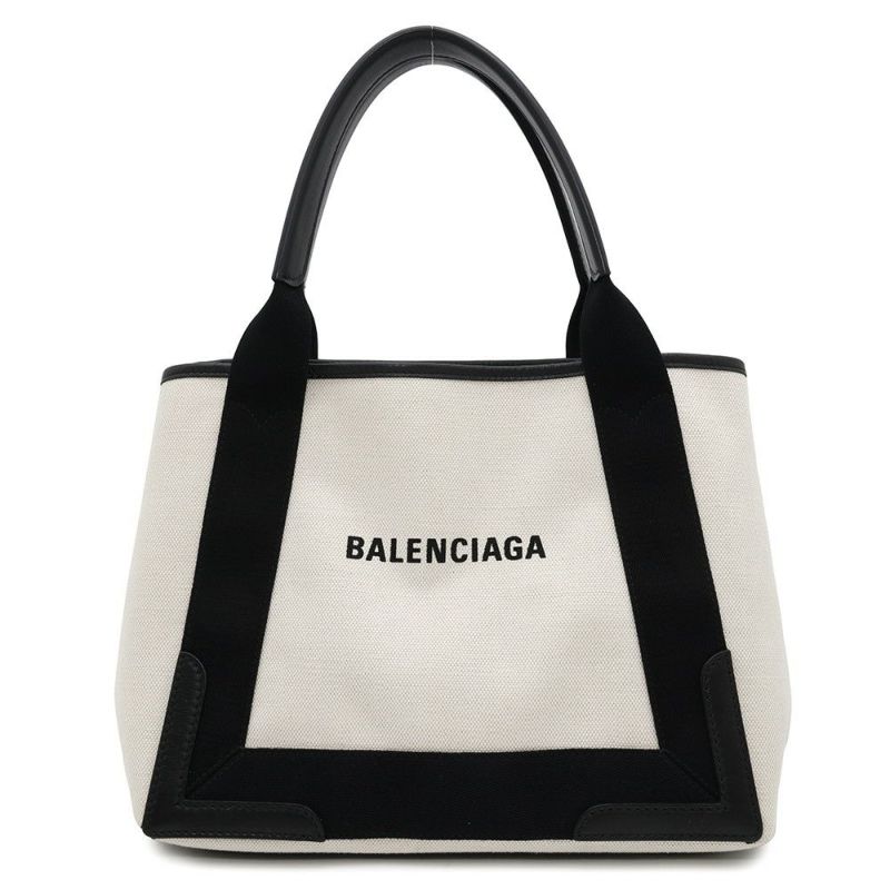 バレンシアガ トートバッグ ネイビーカバス S ポーチ付 339933 BALENCIAGA スモール バッグ カバ 白 黒
