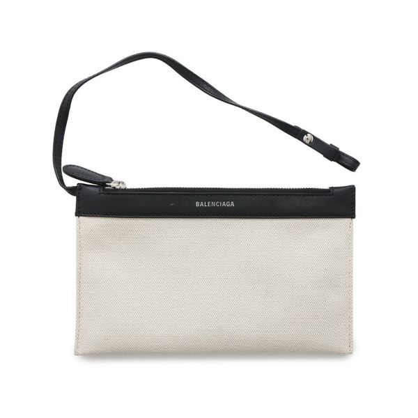 バレンシアガ トートバッグ ネイビーカバス S ポーチ付 339933 BALENCIAGA スモール バッグ カバ 白 黒