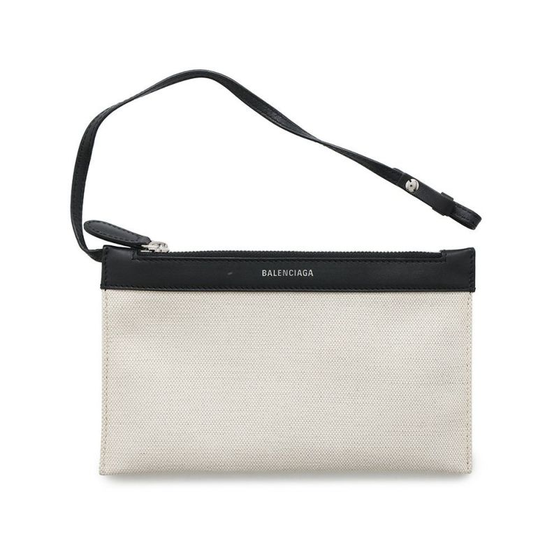バレンシアガ トートバッグ ネイビーカバス S ポーチ付 339933 BALENCIAGA スモール バッグ カバ 白 黒
