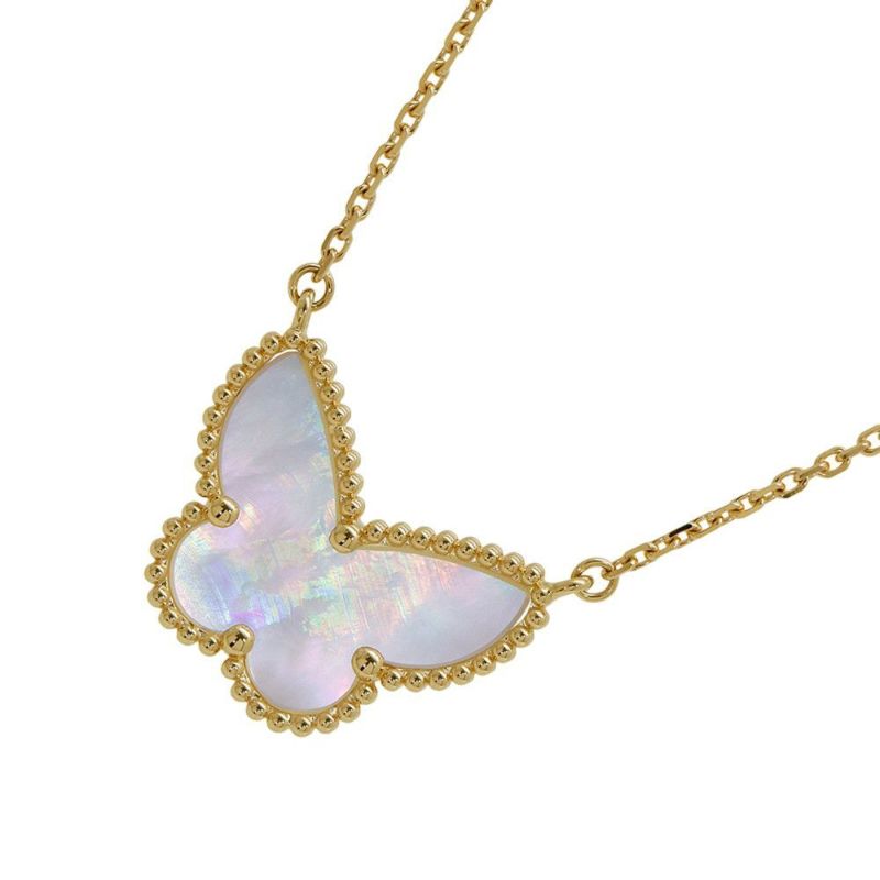 ヴァンクリーフ&アーペル ネックレス ラッキー アルハンブラ パピヨン ペンダント マザーオブパール K18YG VCARD99500