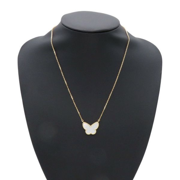 ヴァンクリーフ&アーペル ネックレス ラッキー アルハンブラ パピヨン ペンダント マザーオブパール K18YG VCARD99500