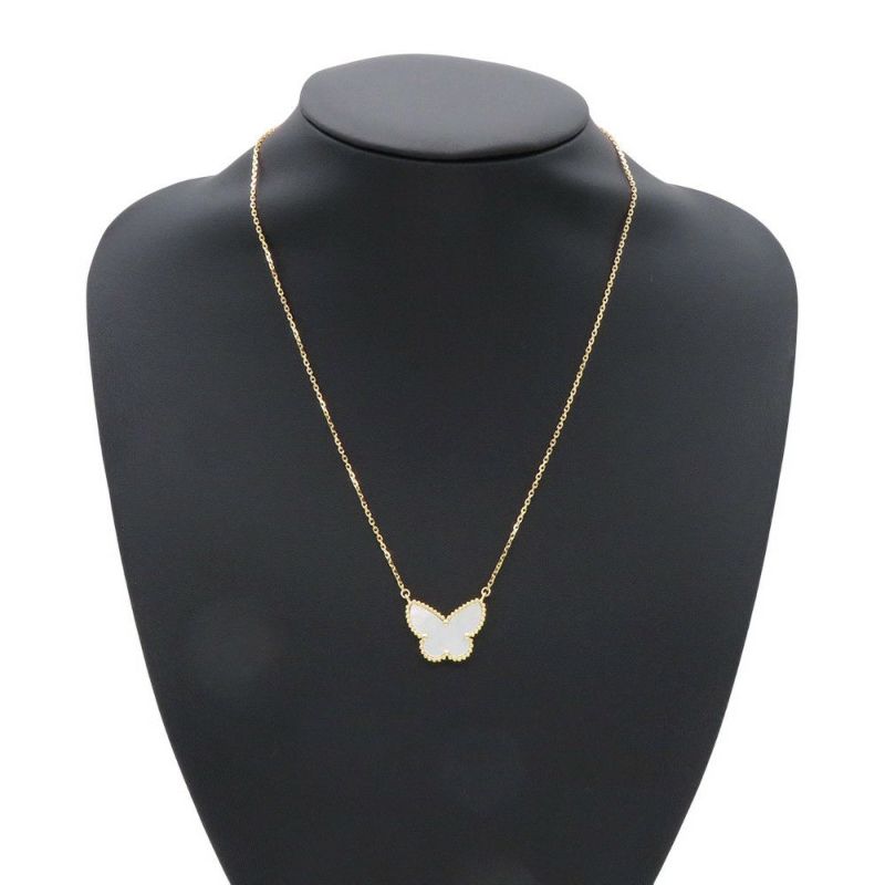 ヴァンクリーフ&アーペル ネックレス ラッキー アルハンブラ パピヨン ペンダント マザーオブパール K18YG VCARD99500