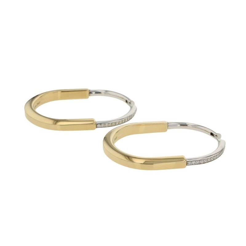 ティファニー ピアス ロック ピアス エクストララージ ダイヤモンド 計0.32ct K18YG/K18WG Tiffany&Co. ジュエリー