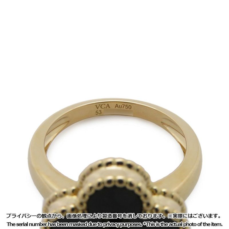ヴァンクリーフ＆アーペル リング ヴィンテージアルハンブラ ダイヤ 0.06ct オニキス K18YG リングサイズ53 VCARA41000