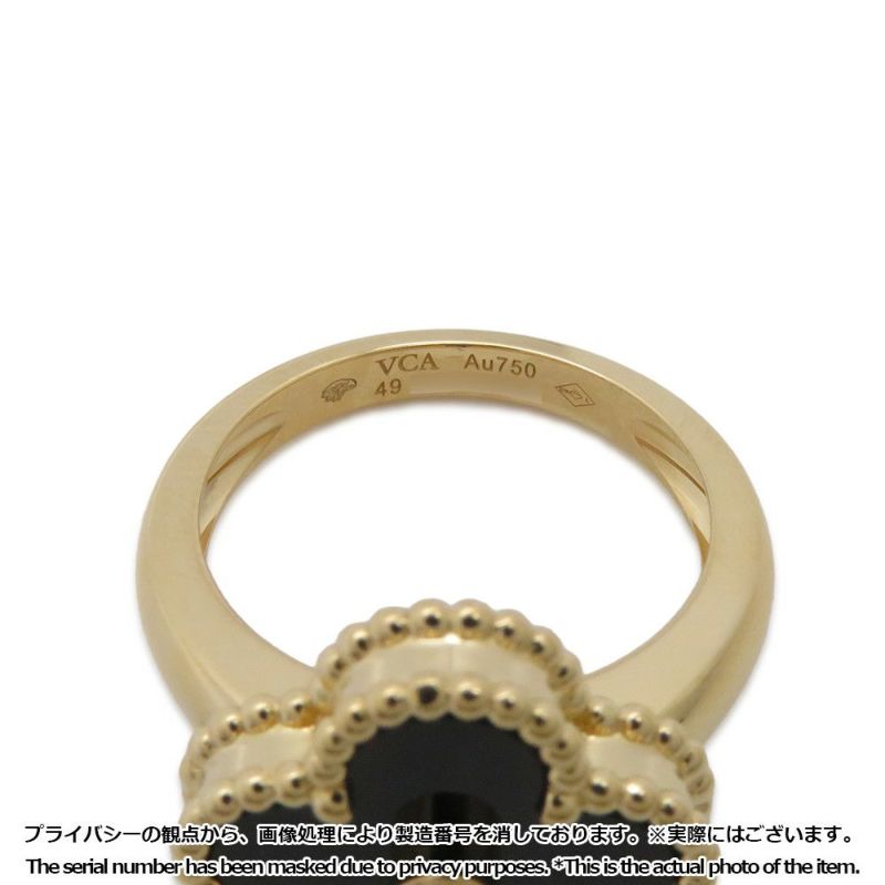 ヴァンクリーフ＆アーペル リング ヴィンテージアルハンブラ ダイヤ 0.06ct オニキス K18YG リングサイズ49 VCARA41000