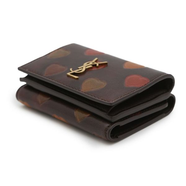 サンローランパリ 三つ折り財布 オリガミ タイニー ウォレット ハート柄 レザー SAINT LAURENT PARIS