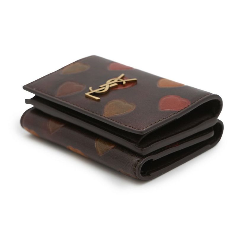 サンローランパリ 三つ折り財布 オリガミ タイニー ウォレット ハート柄 レザー SAINT LAURENT PARIS