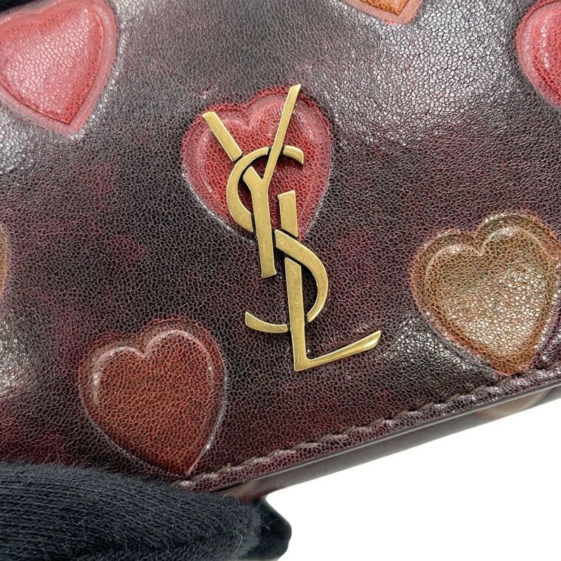 サンローランパリ 三つ折り財布 オリガミ タイニー ウォレット ハート柄 レザー SAINT LAURENT PARIS