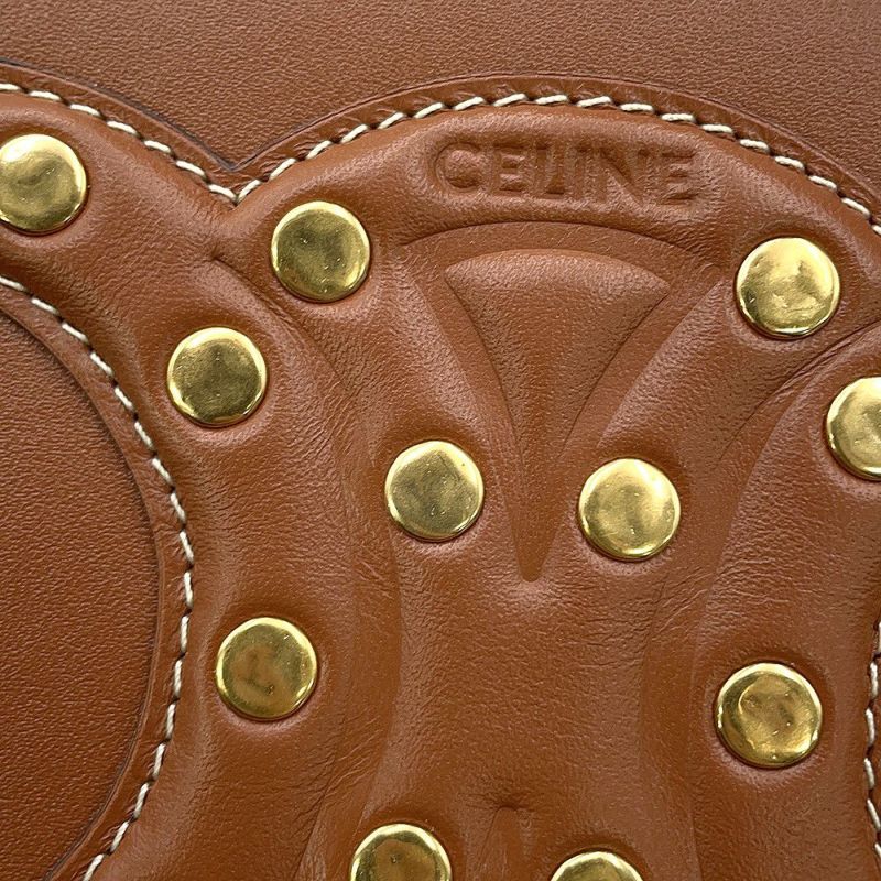 セリーヌ ショルダーバッグ キュイル トリオンフ フォルコ カーフレザー 198263DU9.04LU CELINE ブラウン