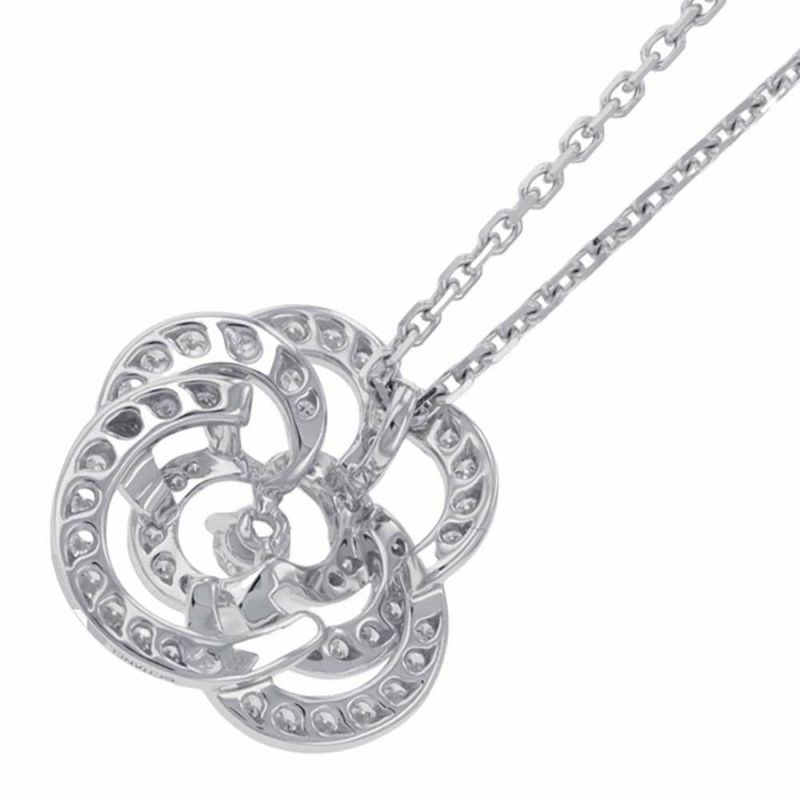 シャネル ネックレス カメリア コレクション ミディアム ダイヤモンド 64P 計約0.85ct K18WG J2580 ペンダント