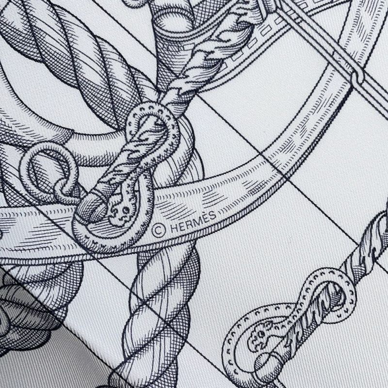 エルメス スカーフ カレ45 デラ カヴァレリア GAVROCHE DELLA CAVALLERIA SCARF シルク 黒 プチカレ