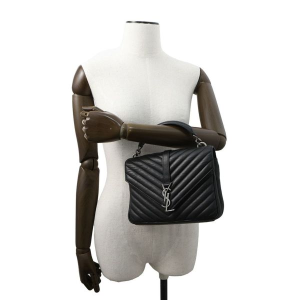 サンローランパリ ハンドバッグ カレッジ レザー 428056 SAINT LAURENT PARIS 2wayチェーンショルダーバッグ 黒