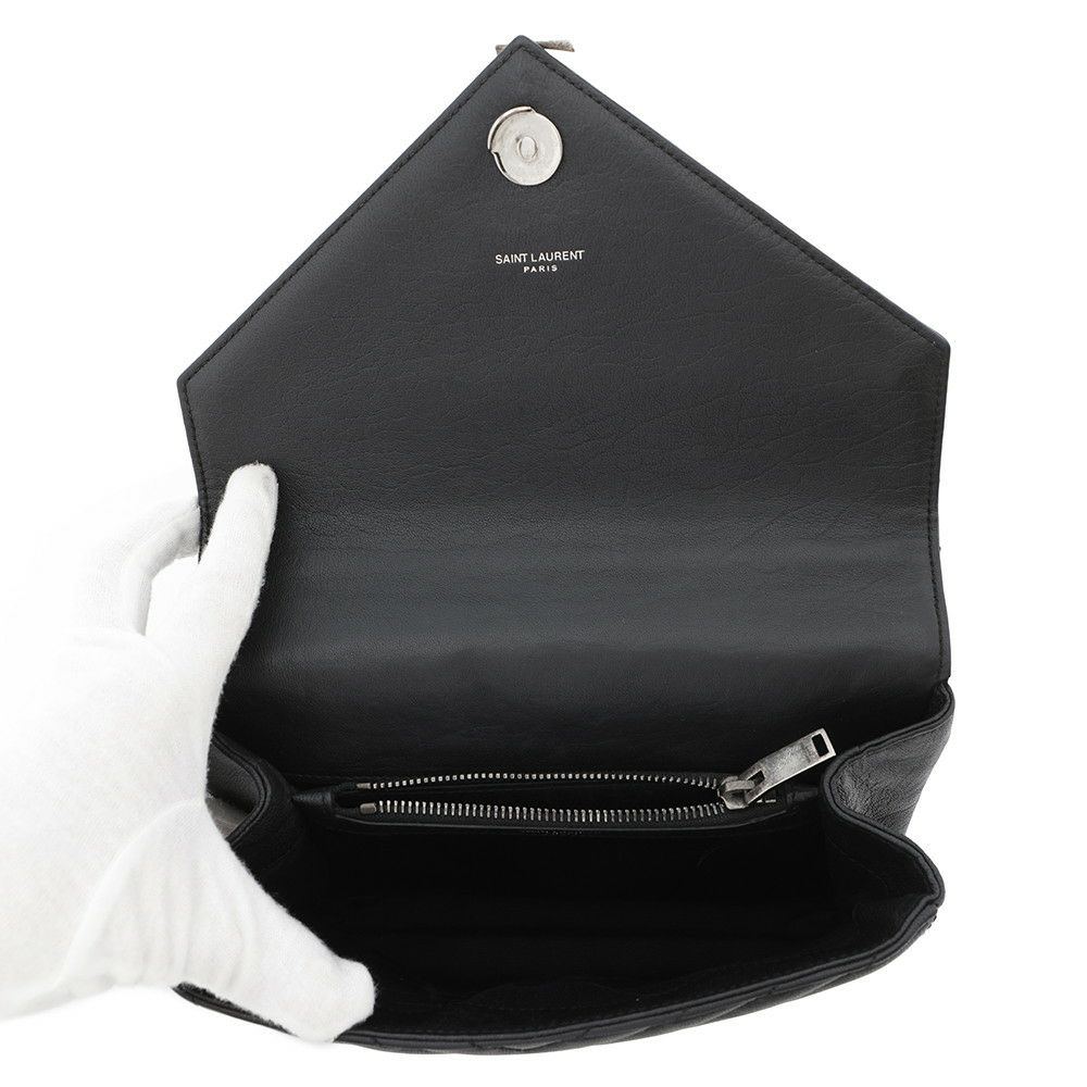 サンローランパリ ハンドバッグ カレッジ レザー 428056 SAINT LAURENT PARIS 2wayチェーンショルダーバッグ 黒